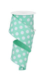 2.5"x10yd Polka Dots On Diagonal Weave, Mint Green/White  AP6