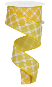 1.5"x10yd Diamond Check On Faux Royal Burlap, Sun Yellow/White  MA68