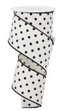 2.5"x10yd Small Polka Dots On Diagonal Weave, Ivory/Black  MA97