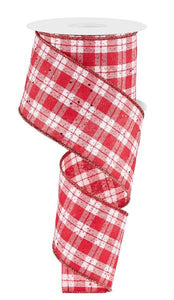 2.5"x10yd Hex Glitter On Woven Fabric, Red/White  JL4