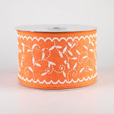 2.5"x10yd Stitch Mini Leaf On Royal Burlap, Bright Orange/White  AP38