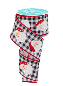 2.5"x10yd Vertical Santa Heads On Check, White/Red/Green/Black  AP11