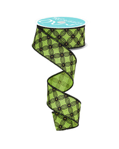 1.5"x10yd Multi Circles w/Dot On Cross Check, Lime Green/Black/Gold  JY27