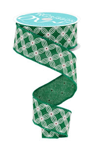1.5"x10yd Multi Circles w/Dot On Cross Check, Emerald Green/White/Red  JY26