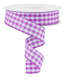 1.5"x50yd Woven Gingham Check, Purple/White  WL50