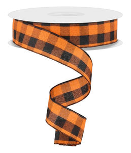 1.5"x50yd Woven Gingham Check, Orange/Black  WL50