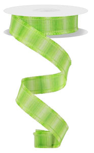 7/8"x10yd Two-Tone w/Fuzzy Edge, Green/Light Green/Lime Green  MA107
