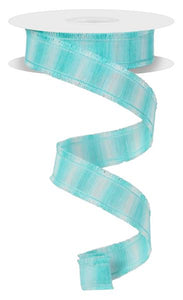 7/8"x10yd Two-Tone w/Fuzzy Edge, Turquoise/Light Turquoise/White  MA104