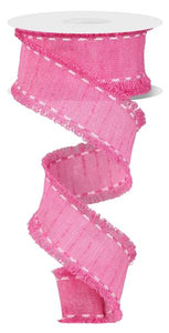 1.5"x10yd Slub w/Fuzzy Edge, Hot Pink/White  MA109