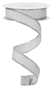 7/8"x10yd Fuzzy Edge, Bleach White/Silver  MA105