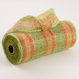 10"x10yd Plaid Poly Burlap Mesh, Fresh Green/Orange/Yellow/Pink/White  SU36