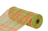 10"x10yd Plaid Poly Burlap Mesh, Fresh Green/Orange/Yellow/Pink/White  SU36