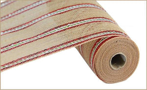 10.25" x 10yd Jute/Pp/Foil/Mesh, Natural/Red/Lime/White  SU35B8