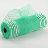 10.25"x10yd Poly/Drift Border Stripe Mesh, Mint Green/White  SU35B