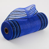 10.25"x10yd Snowdrift/Wide Border Mesh, Royal Blue/Black  SU35B