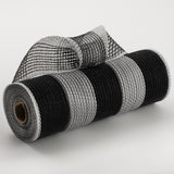10.5"x10yd Poly/Faux Jute/PP Wide Stripe, Black/White  SU35