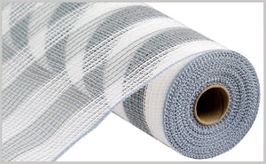 10.5"x10yd Faux Jute/Poly Mesh Small Stripe, Grey/White  SU35