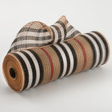 10.25"x10yd Jute Stripe Mesh, Natural/Black/White/Red  SU35B