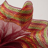 10"x10yd Border Stripe Metallic Mesh, Burgundy/Copper/Burgundy/Moss Green Foil  SU35