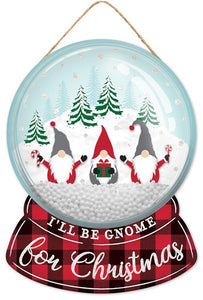 12"H x 9"L Gnome For Christmas Globe "Dome", Robins Egg/Black/Red/White/Grey  WS4