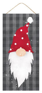 12.5"L X 6"H Christmas Gnome w/Small Polka Dots, Cool Grey/Red/White  WS2