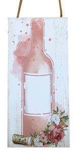 12.5"H x 6"W Blank Wine Bottle Sign, White/Pink/Blush  WS2
