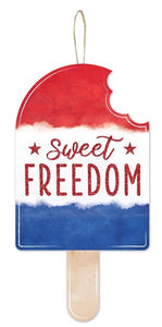 13.5"H x 7"L Sweet Freedom Popsicle Sign, Red/White/Blue  WS1