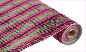 21"x10yd Metallic Mesh, Lime Green/Hot Pink/Black  MR - KRINGLE DESIGNS