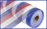 10"x10yd Red/White/Blue Small Stripe Poly Deco Mesh, Red/White/Blue  SU35B
