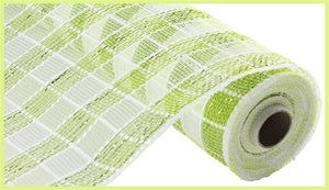 10"x10yd Metallic Check Mesh, Apple Green/White  SU35B