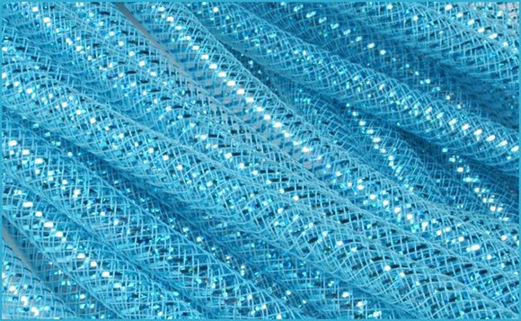 8mmx30yd Deco Flex Tubing, Turquoise w/Laser Turquoise Metallic  WL