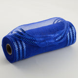 10"x10yd Border Stripe Metallic Mesh, Royal Blue W/Royal Blue Foil  SU35