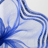 10"x10yd Border Stripe Metallic Mesh, Royal Blue W/Royal Blue Foil  SU35