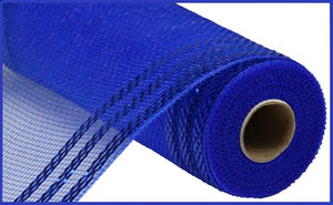 10"x10yd Border Stripe Metallic Mesh, Royal Blue W/Royal Blue Foil  SU35