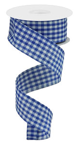 1.5"x10yd Gingham Check, Royal Blue/White  OC21