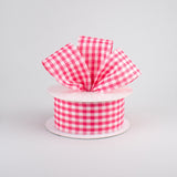 1.5"x10yd Gingham Check, Dark Pink/White  B46