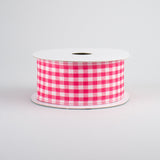 1.5"x10yd Gingham Check, Dark Pink/White  B46