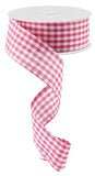 1.5"x10yd Gingham Check, Dark Pink/White  B46