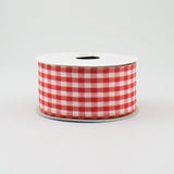 1.5"x10yd Gingham Check, Red/White  F10