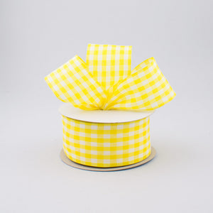 1.5"x10yd Gingham Check, Golden Yellow/White  MA21