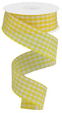1.5"x10yd Gingham Check, Golden Yellow/White  MA21