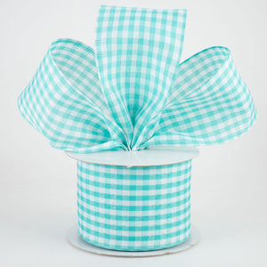 2.5"x10yd Gingham Check, Turquoise/White  MY49
