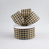 1.5"x10yd Primitive Gingham Check, Black/Tan  O42