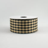 1.5"x10yd Primitive Gingham Check, Black/Tan  O42
