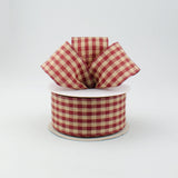 1.5"x10yd Primitive Gingham Check, Red/Tan  B85