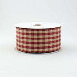 1.5"x10yd Primitive Gingham Check, Red/Tan  B85