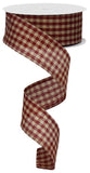 1.5"x10yd Primitive Gingham Check, Red/Tan  B85