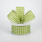 1.5"x10yd Primitive Gingham Check, Light Moss/Ivory  J61DS