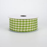 1.5"x10yd Primitive Gingham Check, Light Moss/Ivory  J61DS