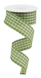 1.5"x10yd Primitive Gingham Check, Light Moss/Ivory  J61DS